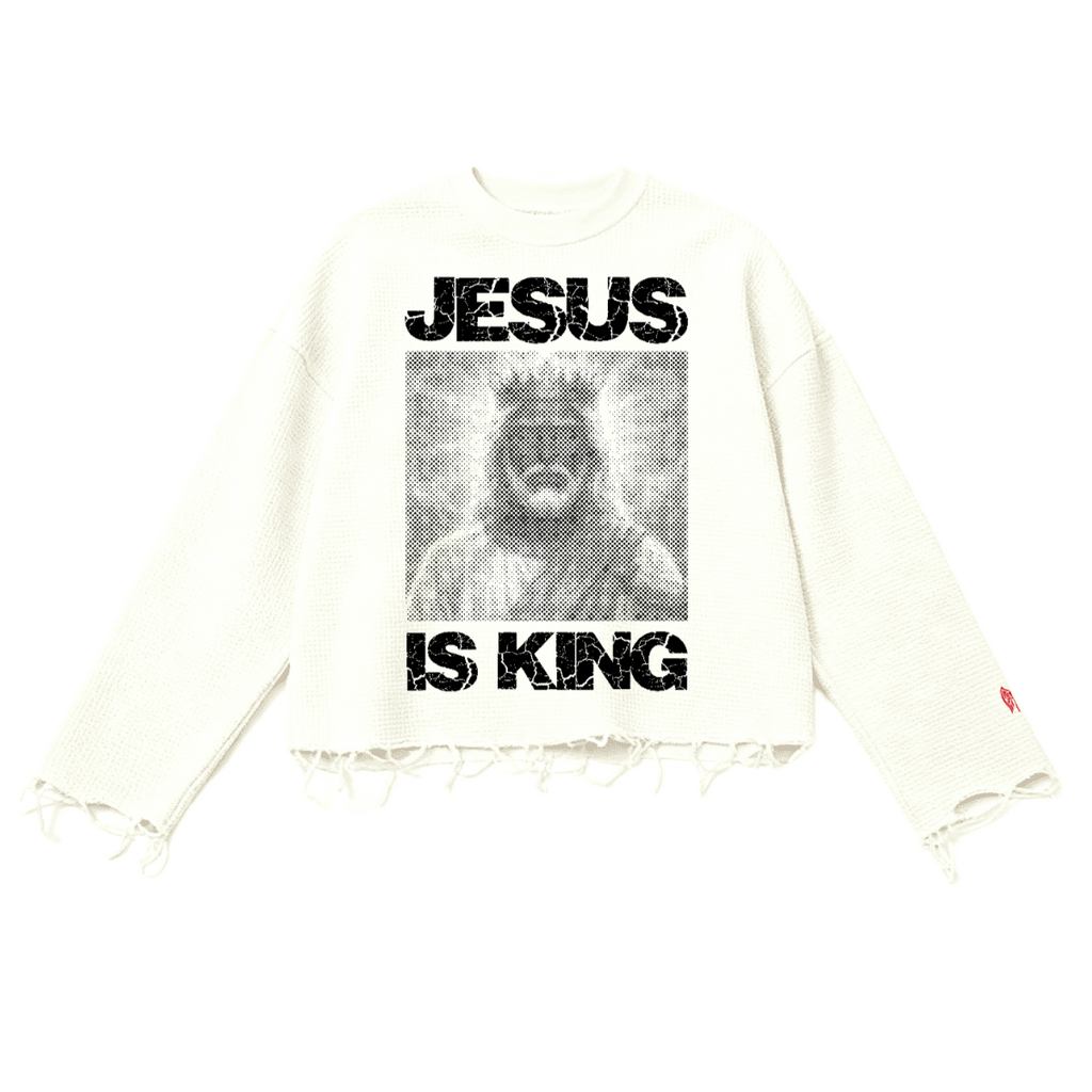 Jesus Is King Heavyweight Waffle Cropped Long-Sleeve Shirt (290GSM)